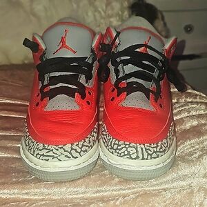 Red & gray & black jordan 3s size 5y